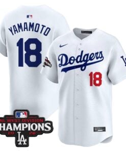 Yamamoto Jersey #18 Los Angeles Dodgers NL West Division Champions Patch Vapor Premier Limited Stitched