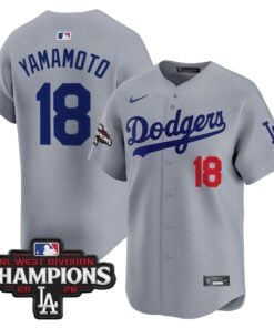 Yamamoto Jersey #18 Los Angeles Dodgers NL West Division Champions Patch Vapor Premier Limited Stitched