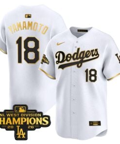 Yamamoto Jersey #18 Los Angeles Dodgers NL West Division Champions Patch Vapor Premier Limited Stitched