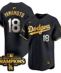Yamamoto Jersey #18 Los Angeles Dodgers NL West Division Champions Patch Vapor Premier Limited Stitched