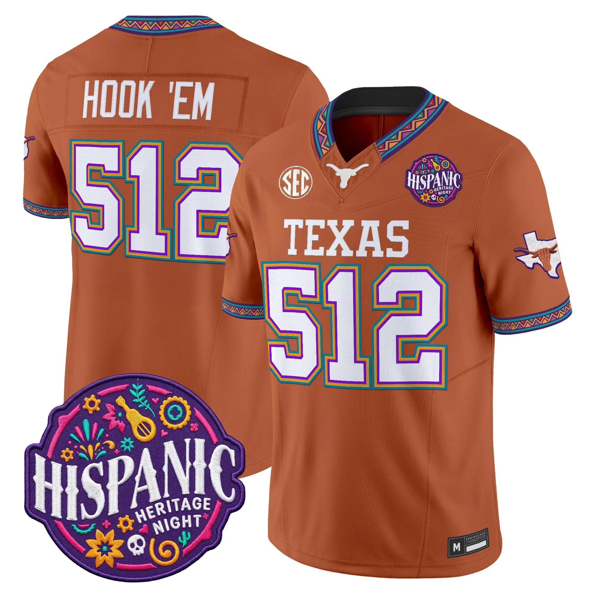 Hook 'Em Jersey #512 Texas Longhorns 2026 Latino Heritage Month Vapor Limited All Stitched - Top Design Fan Hook 'Em Jersey #512 Texas Longhorns 2026 Latino Heritage Month Vapor Limited All Stitched