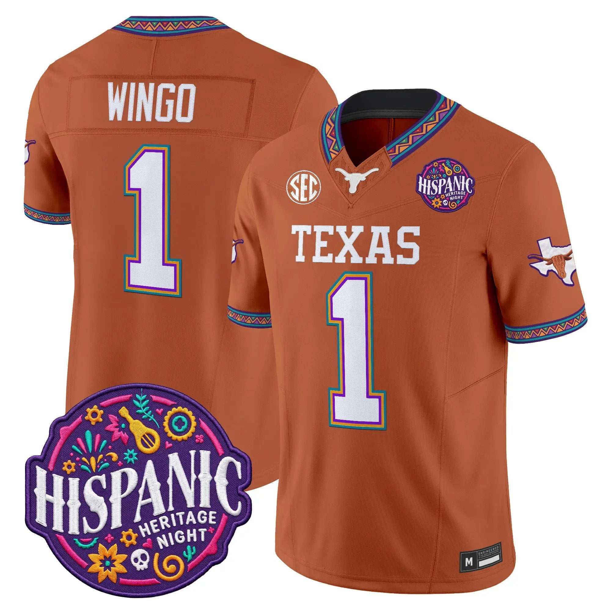 Ryan Wingo Jersey #1 Texas Longhorns 2026 Latino Heritage Month Vapor Limited All Stitched - Top Design Fan Ryan Wingo Jersey #1 Texas Longhorns 2026 Latino Heritage Month Vapor Limited All Stitched
