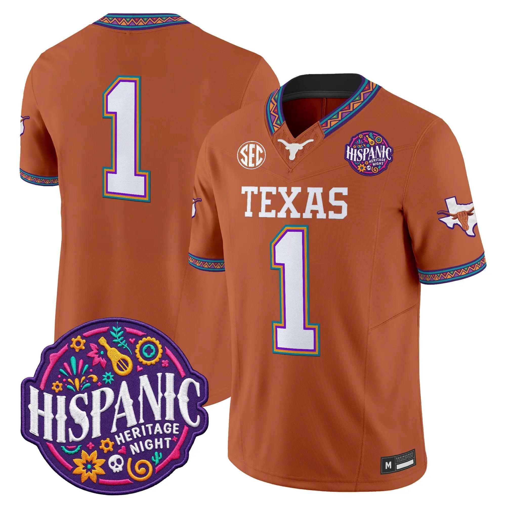Team Jersey #1 Texas Longhorns 2026 Latino Heritage Month Vapor Limited All Stitched - Top Design Fan Team Jersey #1 Texas Longhorns 2026 Latino Heritage Month Vapor Limited All Stitched