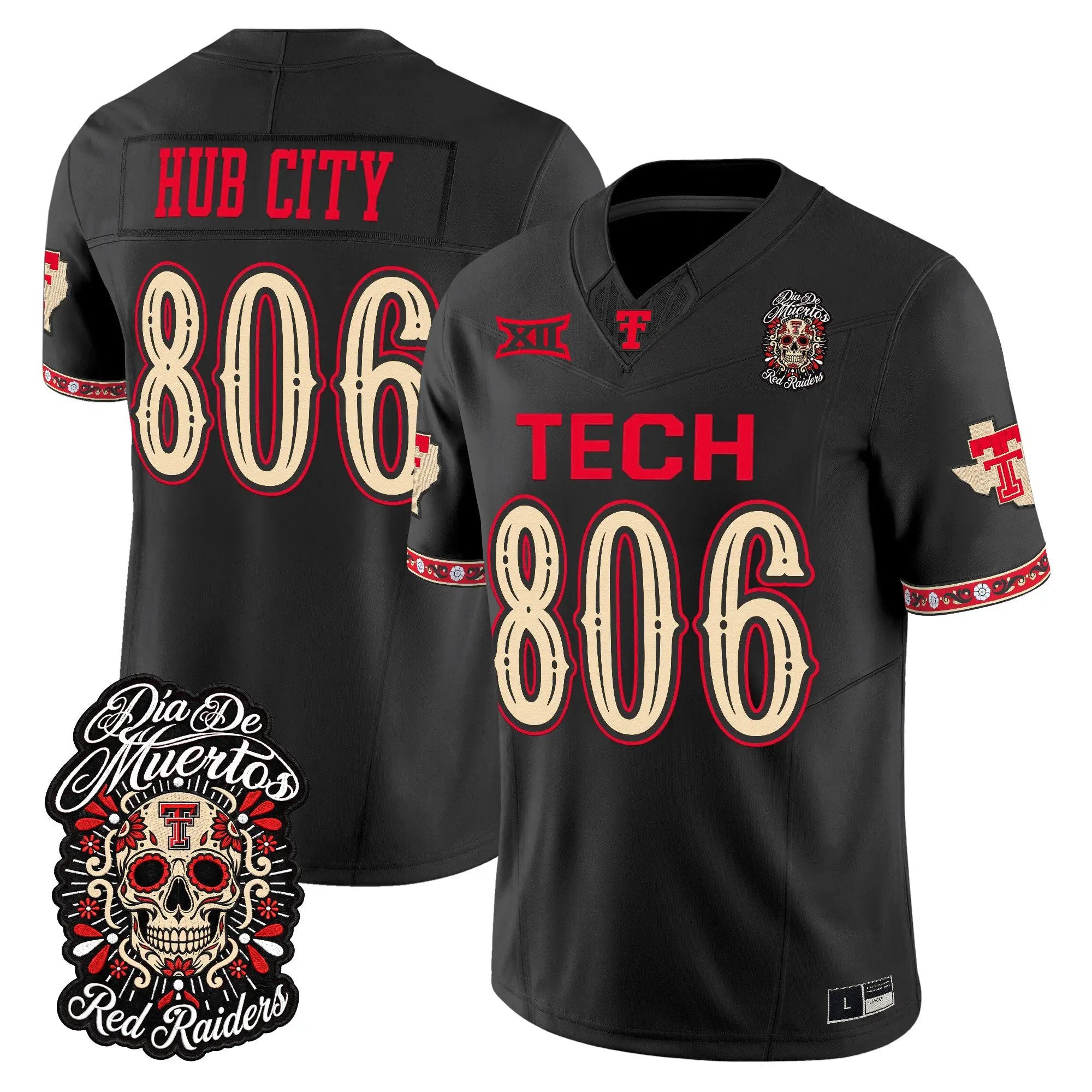 Hub City Jersey #806 Texas Tech Red Raiders Día de los Muertos Vapor Limited All Stitched - Top Design Fan Hub City Jersey #806 Texas Tech Red Raiders Día de los Muertos Vapor Limited All Stitched
