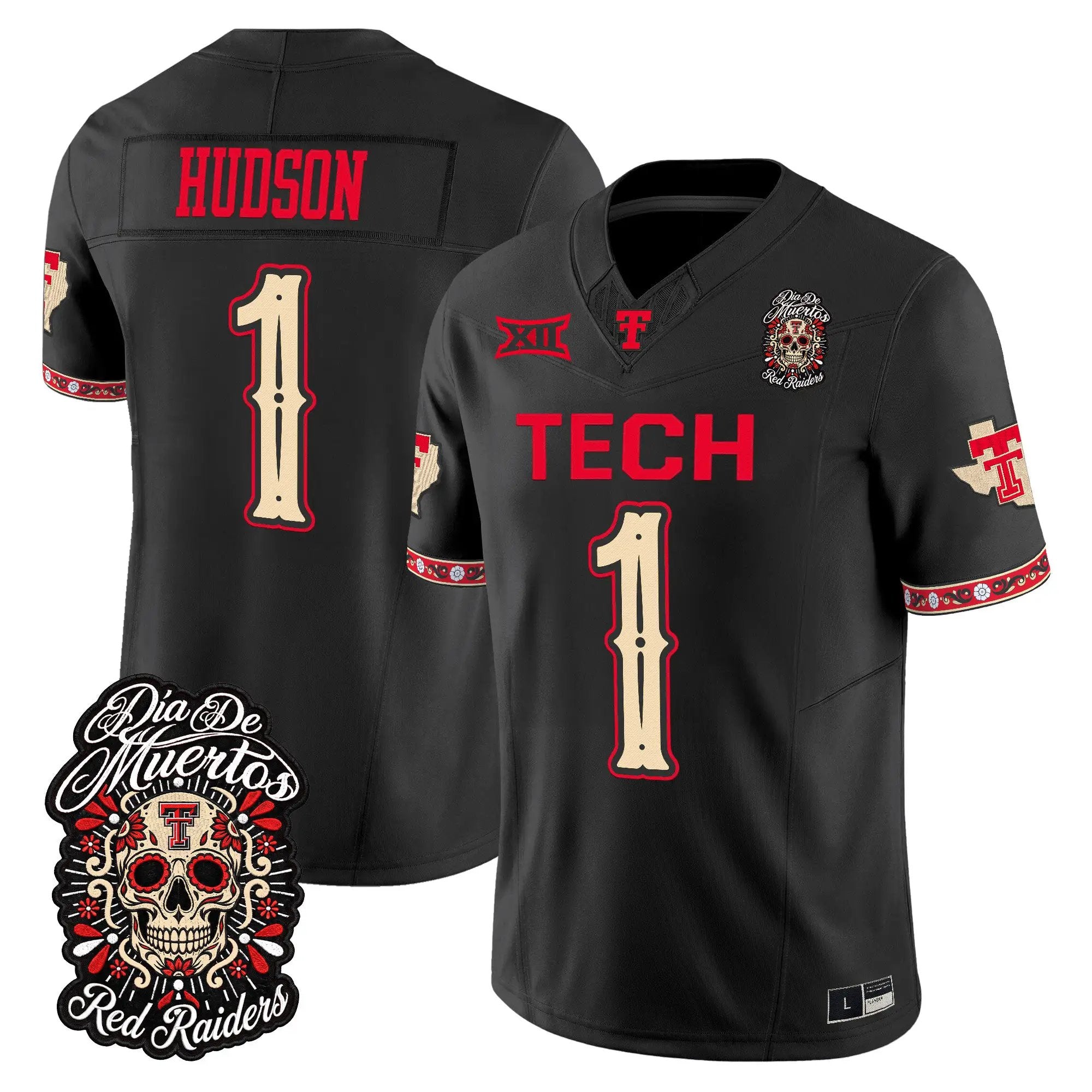 Micah Hudson Jersey #1 Texas Tech Red Raiders Día de los Muertos Vapor Limited All Stitched - Top Design Fan Micah Hudson Jersey #1 Texas Tech Red Raiders Día de los Muertos Vapor Limited All Stitched