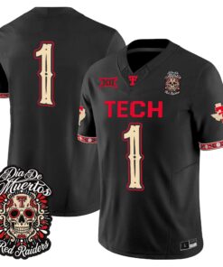 Team Jersey #1 Texas Tech Red Raiders Día de los Muertos Vapor Limited All Stitched