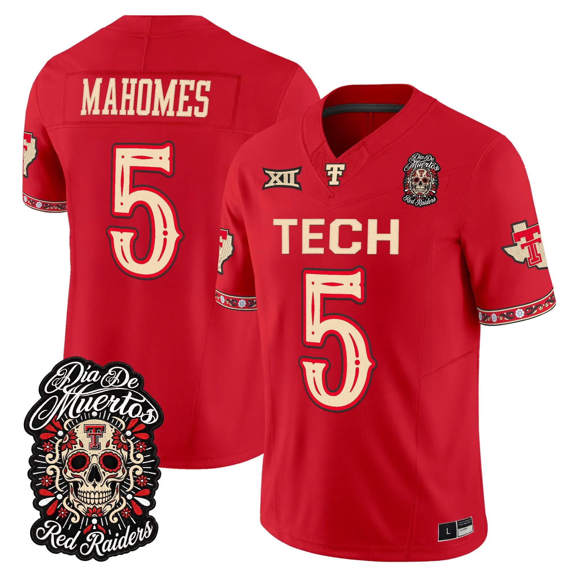 patrick-mahomes-jersey-5-texas-tech-red-raiders-dia-de-los-muertos-vapor-limited-all-stitched-02 - Top Design Fan Patrick Mahomes Jersey #5 Texas Tech Red Raiders Día de los Muertos Vapor Limited All Stitched
