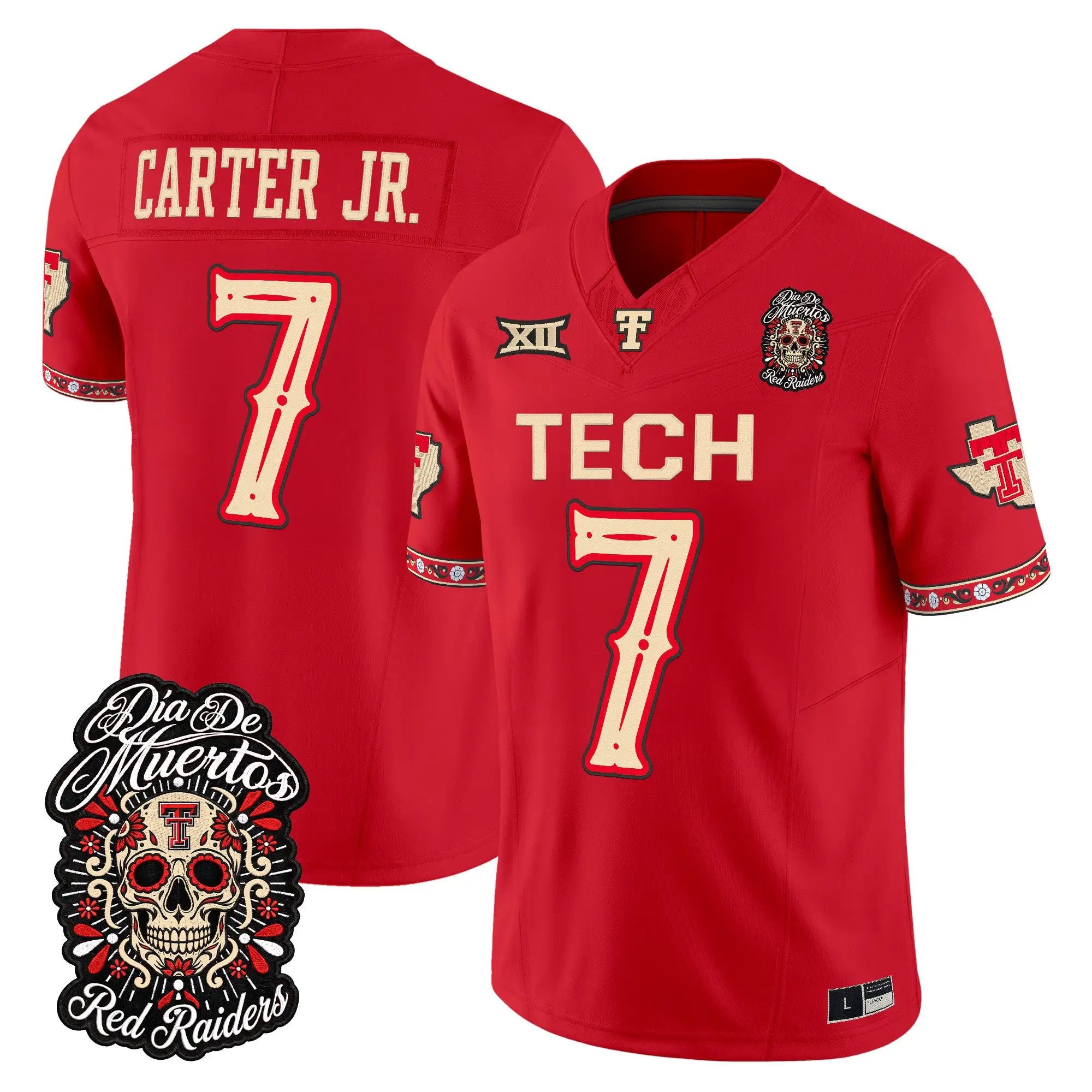 terrance-carter-jr-jersey-7-texas-tech-red-raiders-dia-de-los-muertos-vapor-limited-all-stitched-02 - Top Design Fan Terrance Carter Jr. Jersey #7 Texas Tech Red Raiders Día de los Muertos Vapor Limited All Stitched