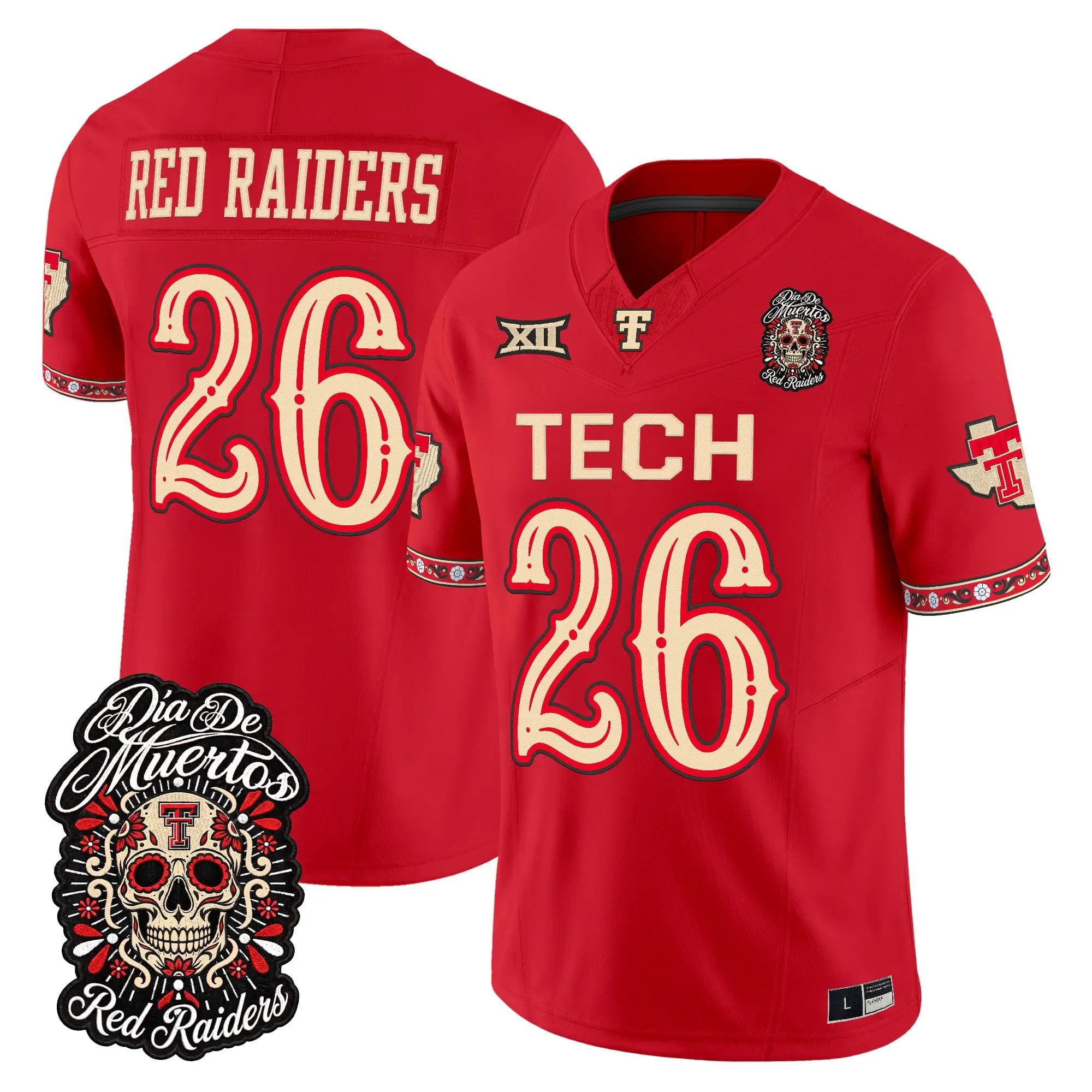 red-raiders-jersey-26-texas-tech-red-raiders-dia-de-los-muertos-vapor-limited-all-stitched-02 - Top Design Fan Red Raiders Jersey #26 Texas Tech Red Raiders Día de los Muertos Vapor Limited All Stitched