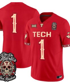 Team Jersey #1 Texas Tech Red Raiders Día de los Muertos Vapor Limited All Stitched