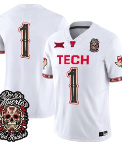 Team Jersey #1 Texas Tech Red Raiders Día de los Muertos Vapor Limited All Stitched