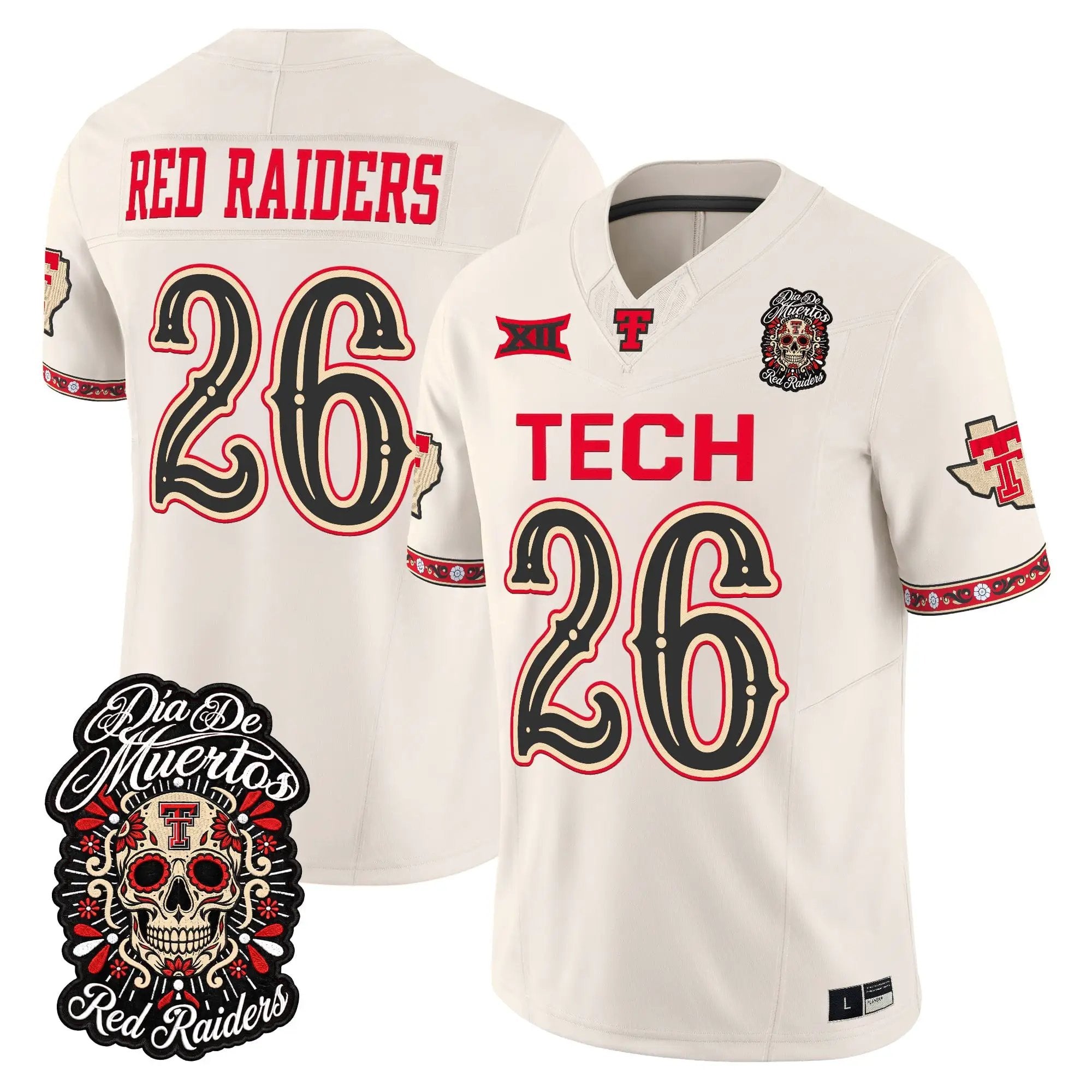 red-raiders-jersey-26-texas-tech-red-raiders-dia-de-los-muertos-vapor-limited-all-stitched-04 - Top Design Fan Red Raiders Jersey #26 Texas Tech Red Raiders Día de los Muertos Vapor Limited All Stitched
