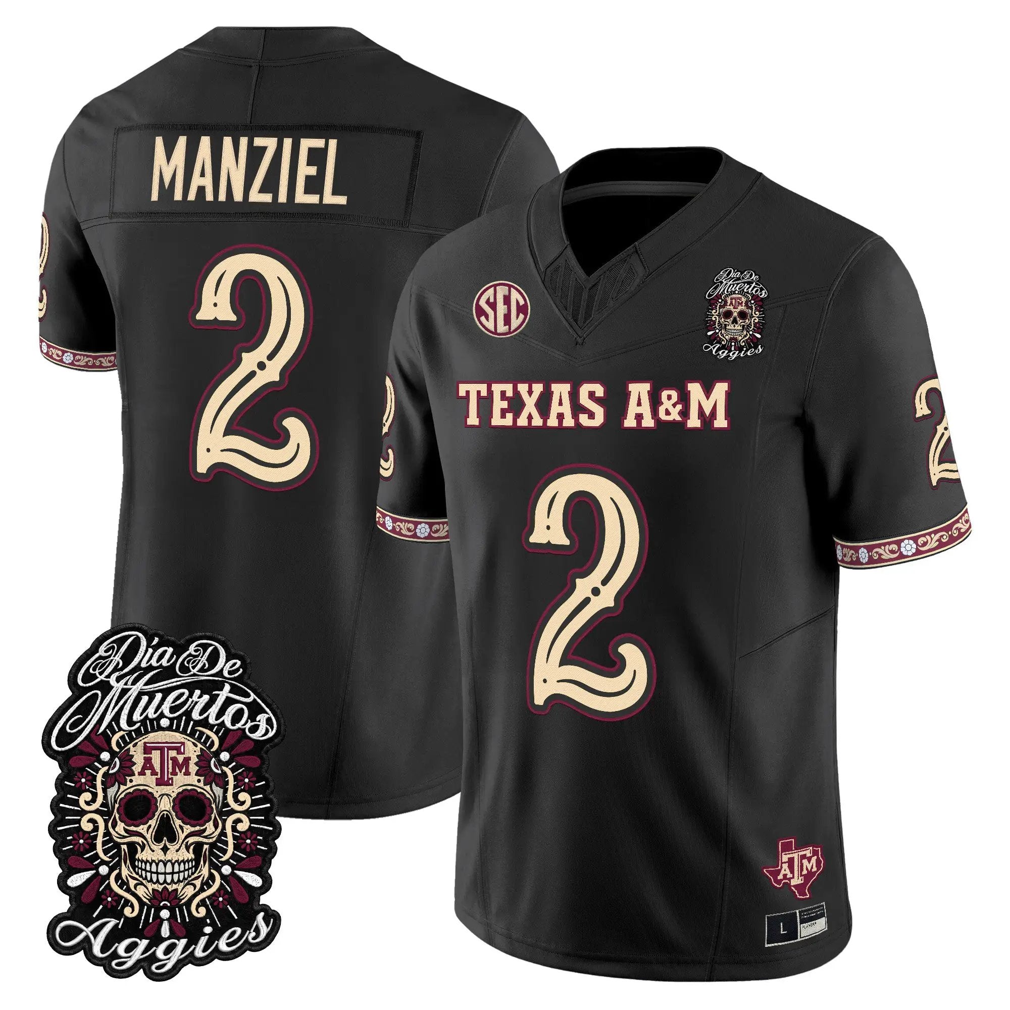 Johnny Manziel Jersey #2 Texas A&M Aggies Día de los Muertos Vapor Limited All Stitched - Top Design Fan Johnny Manziel Jersey #2 Texas A&M Aggies Día de los Muertos Vapor Limited All Stitched