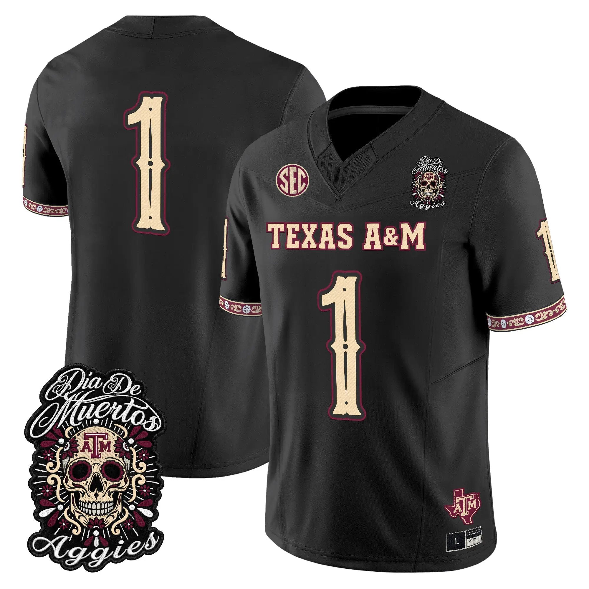 Team Jersey #1 Texas A&M Aggies Día de los Muertos Vapor Limited All Stitched - Top Design Fan Team Jersey #1 Texas A&M Aggies Día de los Muertos Vapor Limited All Stitched