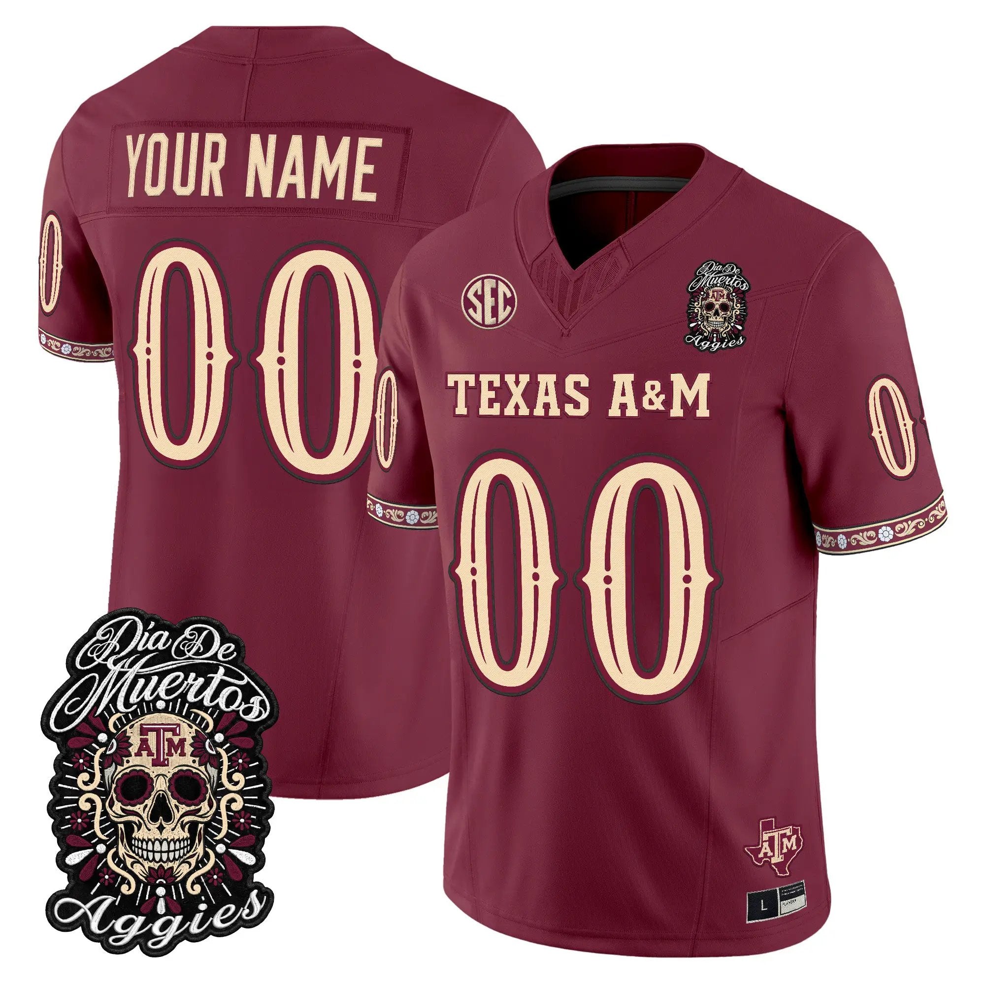 texas-a-m-aggies-dia-de-los-muertos-vapor-limited-custom-jersey-all-stitched-02 - Top Design Fan Texas A&M Aggies Día de los Muertos Vapor Limited Custom Jersey - All Stitched