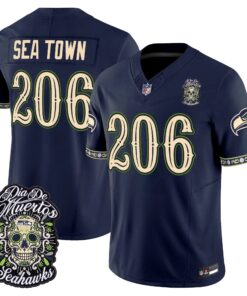 Seattle Seahawks Día de los Muertos Vapor Limited Jersey - All Stitched