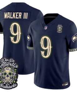 Seattle Seahawks Día de los Muertos Vapor Limited Jersey - All Stitched