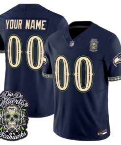 Seattle Seahawks Día de los Muertos Vapor Limited Custom Jersey - All Stitched