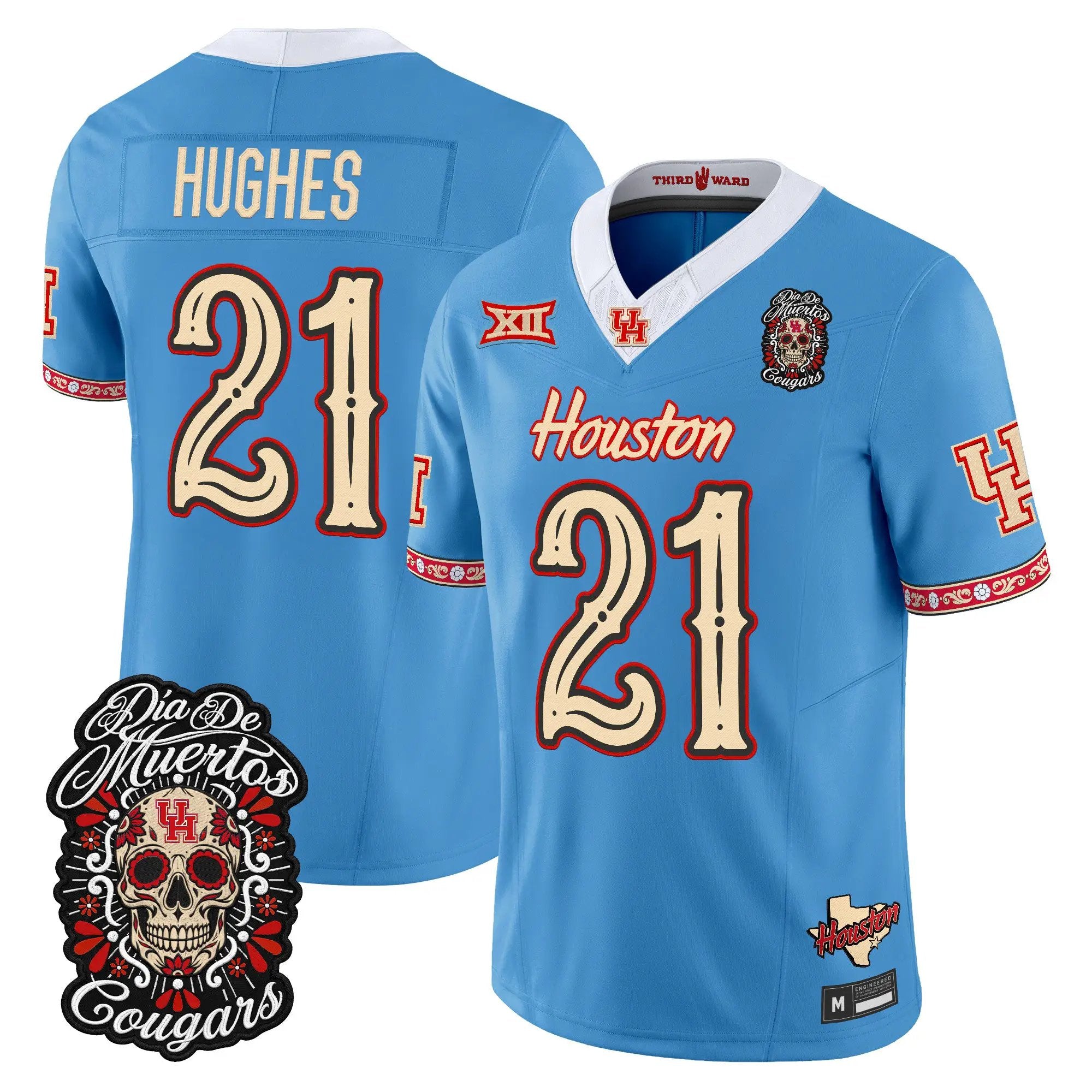Makhi Hughes Jersey #21 Houston Cougars Día de los Muertos Vapor Limited All Stitched - Top Design Fan Makhi Hughes Jersey #21 Houston Cougars Día de los Muertos Vapor Limited All Stitched