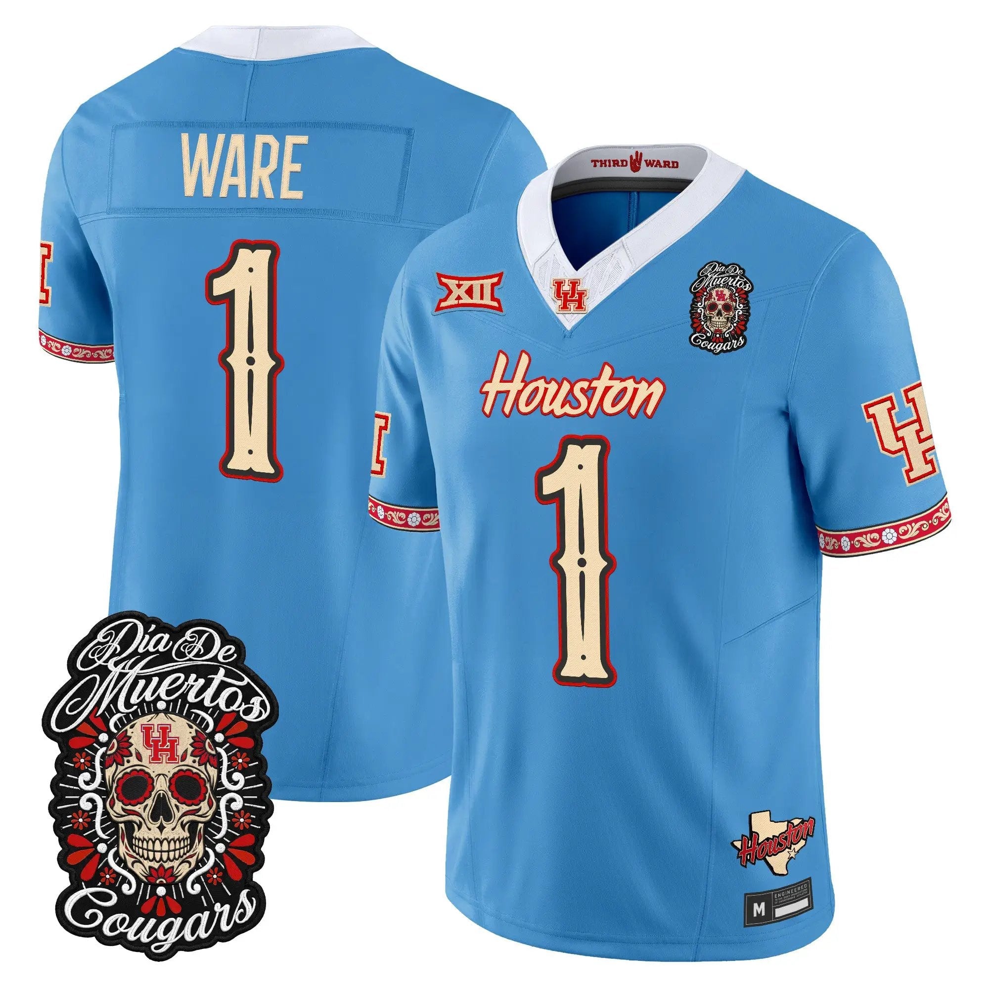 Andre Ware Jersey #1 Houston Cougars Día de los Muertos Vapor Limited All Stitched - Top Design Fan Andre Ware Jersey #1 Houston Cougars Día de los Muertos Vapor Limited All Stitched