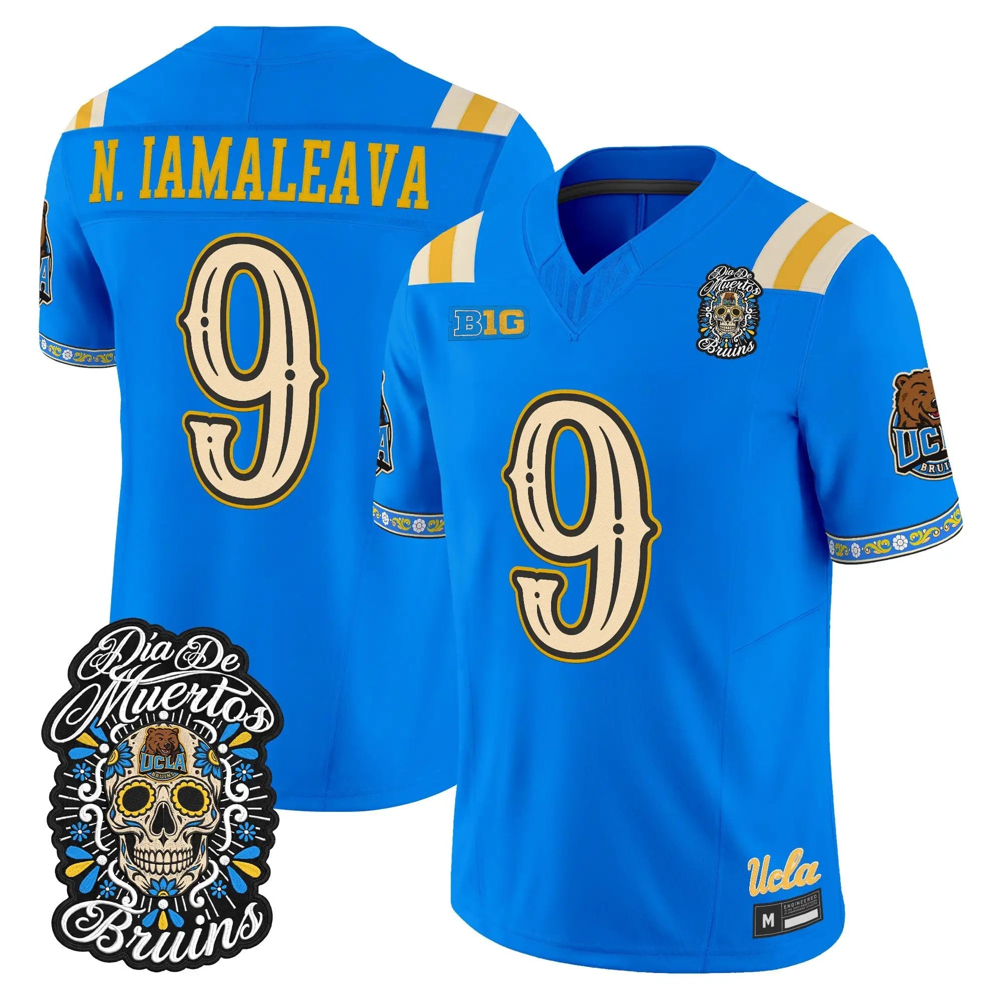 Nico Iamaleava Jersey #9 UCLA Bruins Dia de los Muertos Vapor Limited All Stitched - Top Design Fan Nico Iamaleava Jersey #9 UCLA Bruins Dia de los Muertos Vapor Limited All Stitched
