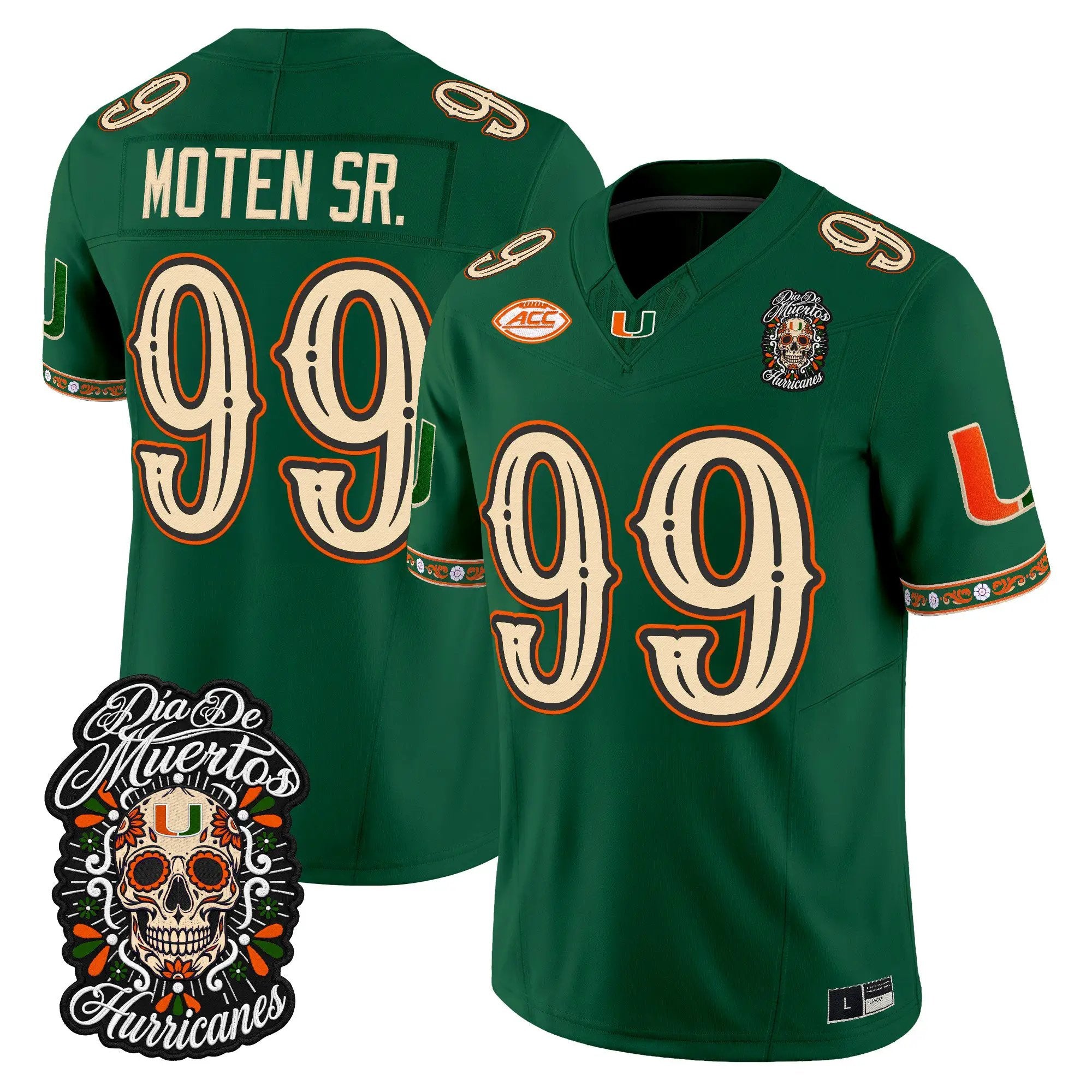 Ahmad Moten Jersey #99 Miami Hurricanes Día de los Muertos Vapor Limited All Stitched - Top Design Fan Ahmad Moten Jersey #99 Miami Hurricanes Día de los Muertos Vapor Limited All Stitched