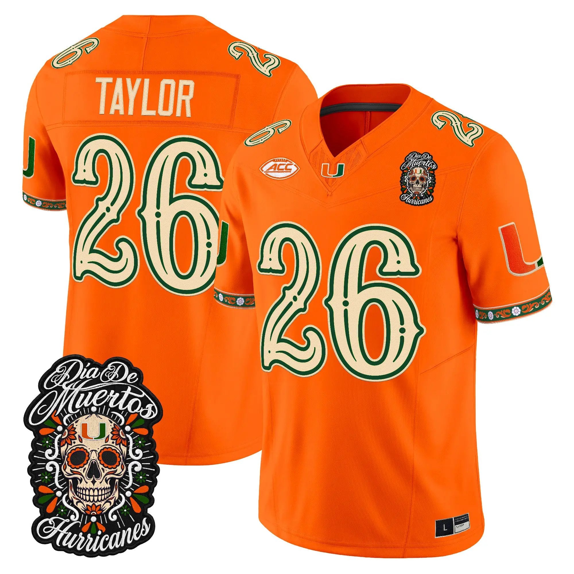 sean-taylor-jersey-26-miami-hurricanes-dia-de-los-muertos-vapor-limited-all-stitched-02 - Top Design Fan Sean Taylor Jersey #26 Miami Hurricanes Día de los Muertos Vapor Limited All Stitched