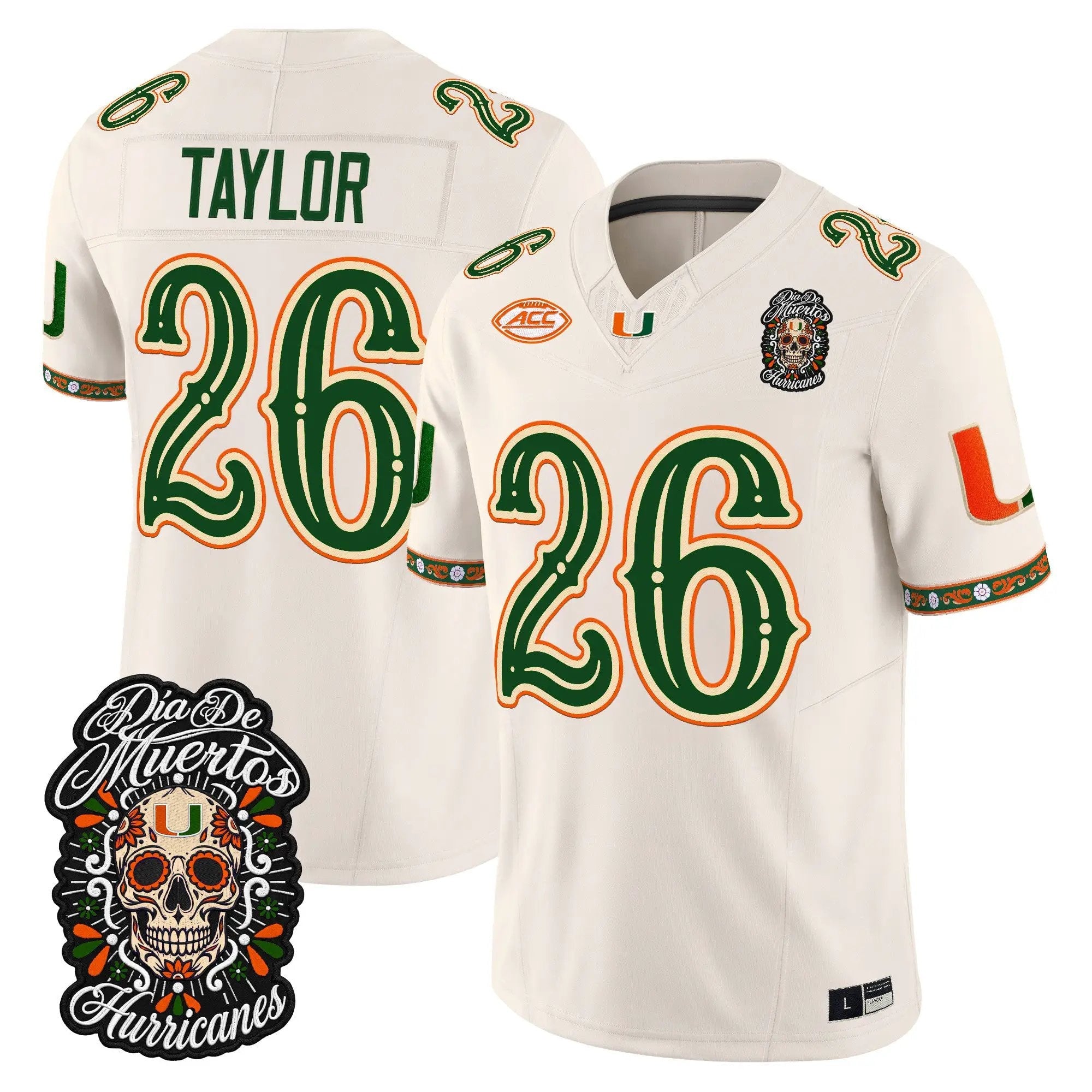 sean-taylor-jersey-26-miami-hurricanes-dia-de-los-muertos-vapor-limited-all-stitched-04 - Top Design Fan Sean Taylor Jersey #26 Miami Hurricanes Día de los Muertos Vapor Limited All Stitched