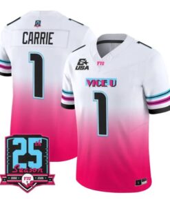 Anthony Carrie Jersey #1 Florida International Panthers 2026 Pink Vice Stitched by My Store NCAA Football Jerseys