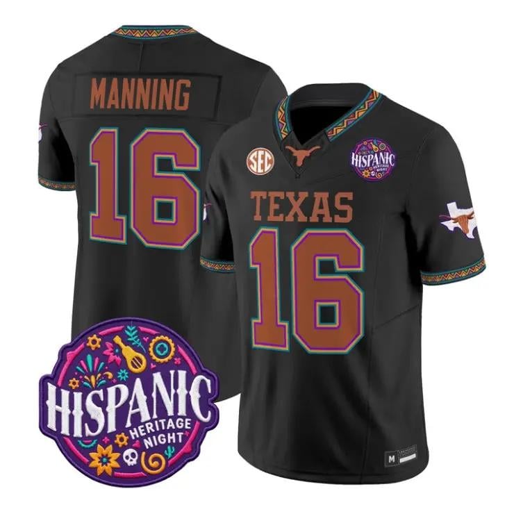 Arch Manning Jersey #16 Texas Longhorns 2026 Latino Heritage Stitched by My Store NCAA Football Jerseys