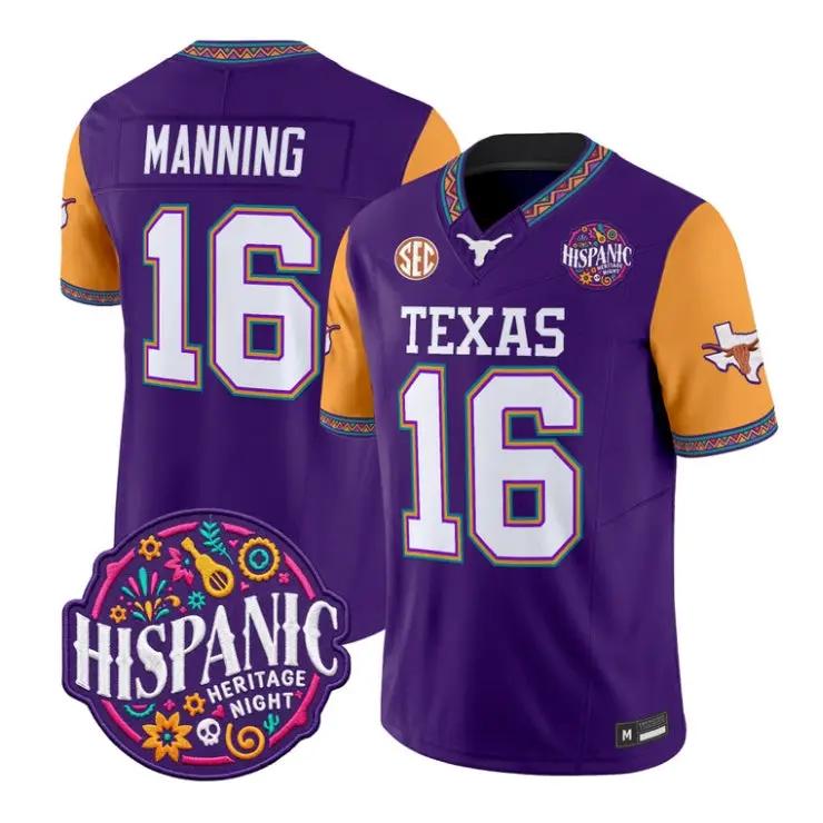 Arch Manning Jersey #16 Texas Longhorns 2026 Latino Heritage Stitched by My Store NCAA Football Jerseys