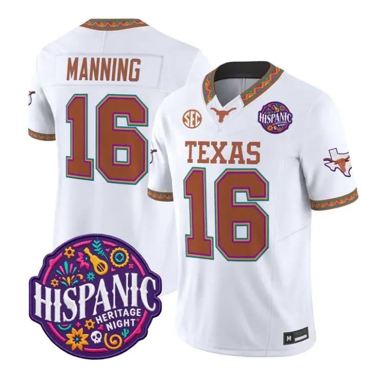 Arch Manning Jersey #16 Texas Longhorns 2026 Latino Heritage Stitched by My Store NCAA Football Jerseys