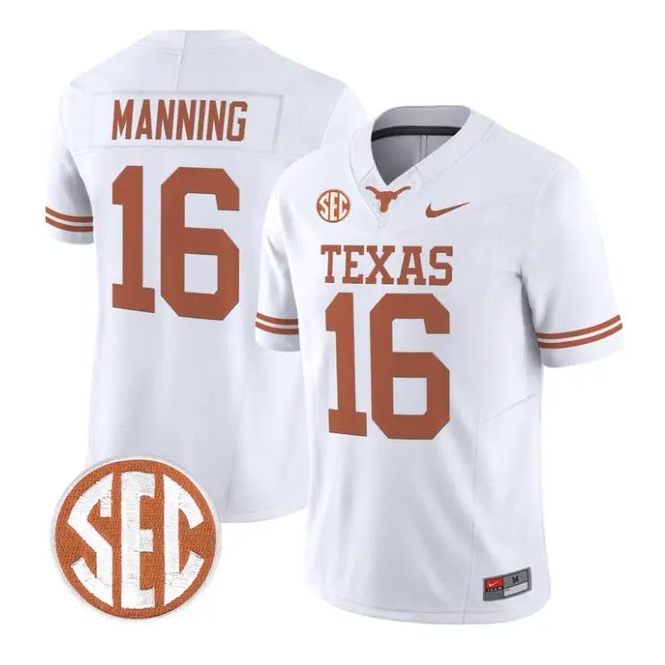 Arch Manning Jersey #16 Texas Longhorns 2026 Vapor Limited Stitched by My Store NCAA Football Jerseys
