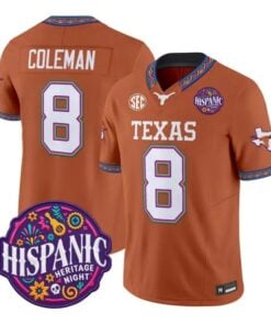 Cam Coleman Jersey #8 Texas Longhorns 2026 Latino Heritage All Stitched by My Store NCAA Football Jerseys