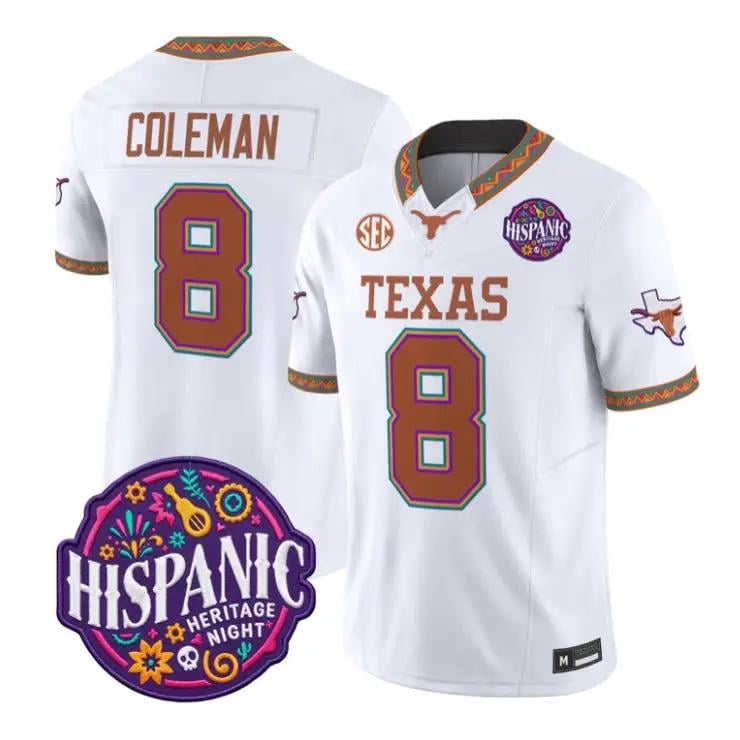 Cam Coleman Jersey #8 Texas Longhorns 2026 Latino Heritage All Stitched by My Store NCAA Football Jerseys