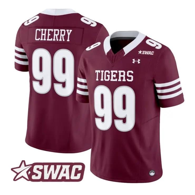 Cherry Jersey #99 Texas Southern Tigers 2026 Vapor Limited All Stitched by My Store NCAA Football Jerseys