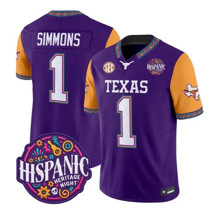 Colin Simmons Jersey #1 Texas Longhorns 2026 Latino Heritage Stitched by My Store NCAA Football Jerseys