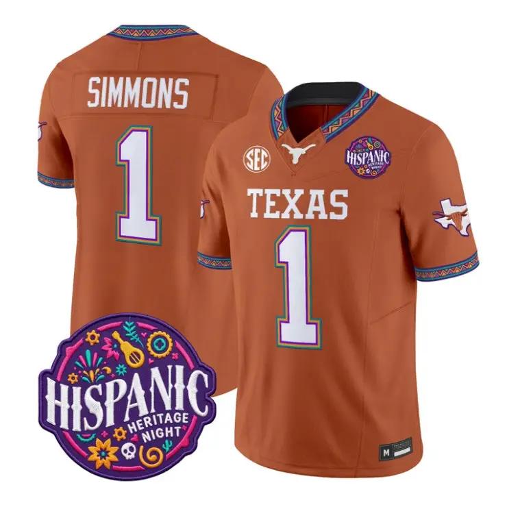 Colin Simmons Jersey #1 Texas Longhorns 2026 Latino Heritage Stitched by My Store NCAA Football Jerseys