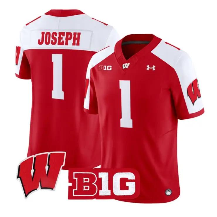 Colton Joseph Jersey #1 Wisconsin Badgers 2026 Limited All Stitched by My Store NCAA Football Jerseys
