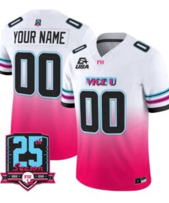 Custom Florida International Panthers Jersey 2026 Pink Vice Football Stitched by My Store NCAA Football Jerseys