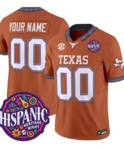 Custom Texas Longhorns Jersey 2026 Latino Heritage Month Vapor Stitched by My Store NCAA Football Jerseys