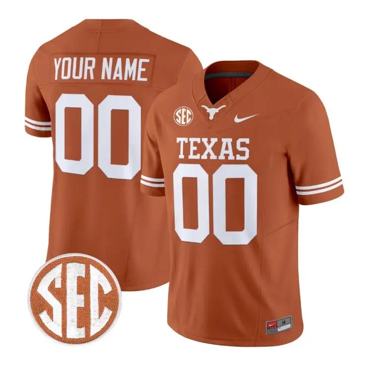 Custom Texas Longhorns Jersey Name and Number 2026 Limited Stitched by My Store NCAA Football Jerseys