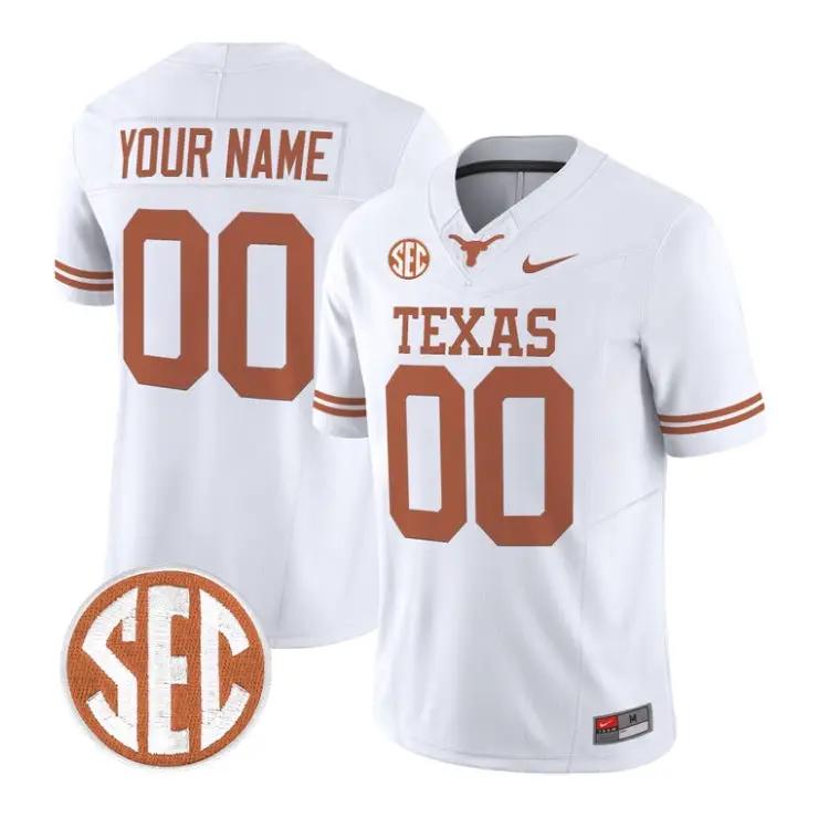 Custom Texas Longhorns Jersey Name and Number 2026 Limited Stitched by My Store NCAA Football Jerseys