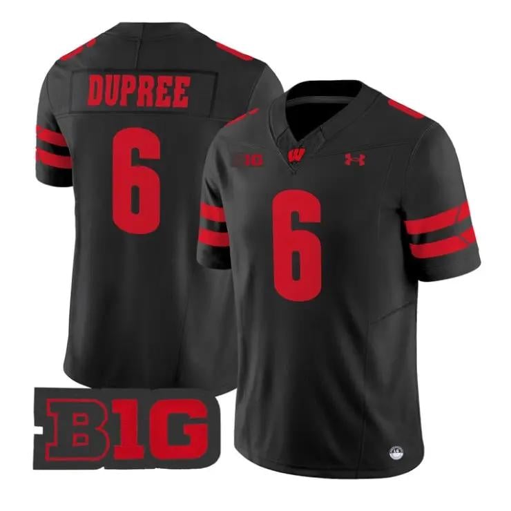 Darrion Dupree Jersey #6 Wisconsin Badgers 2026 Limited All Stitched by My Store NCAA Football Jerseys