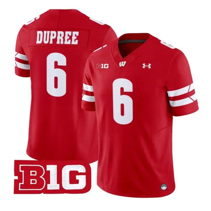 Darrion Dupree Jersey #6 Wisconsin Badgers 2026 Limited All Stitched by My Store NCAA Football Jerseys