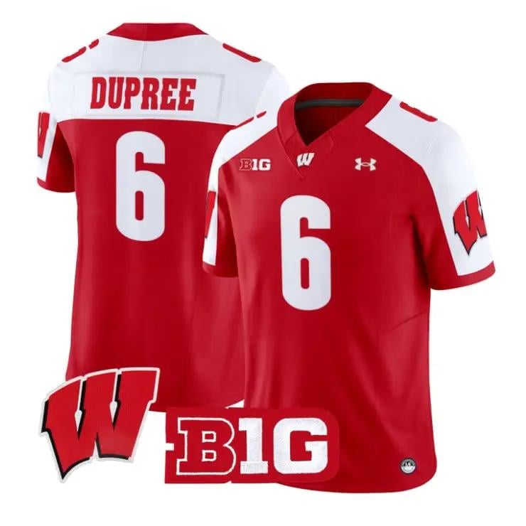 Darrion Dupree Jersey #6 Wisconsin Badgers 2026 Limited All Stitched by My Store NCAA Football Jerseys