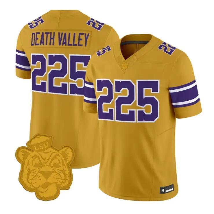 Death Valley Jersey #225 LSU Tigers 2026 Gridiron Gold Throwback Vapor Stitched - Top Design Fan Death Valley Jersey #225 LSU Tigers 2026 Gridiron Gold Throwback Vapor Stitched