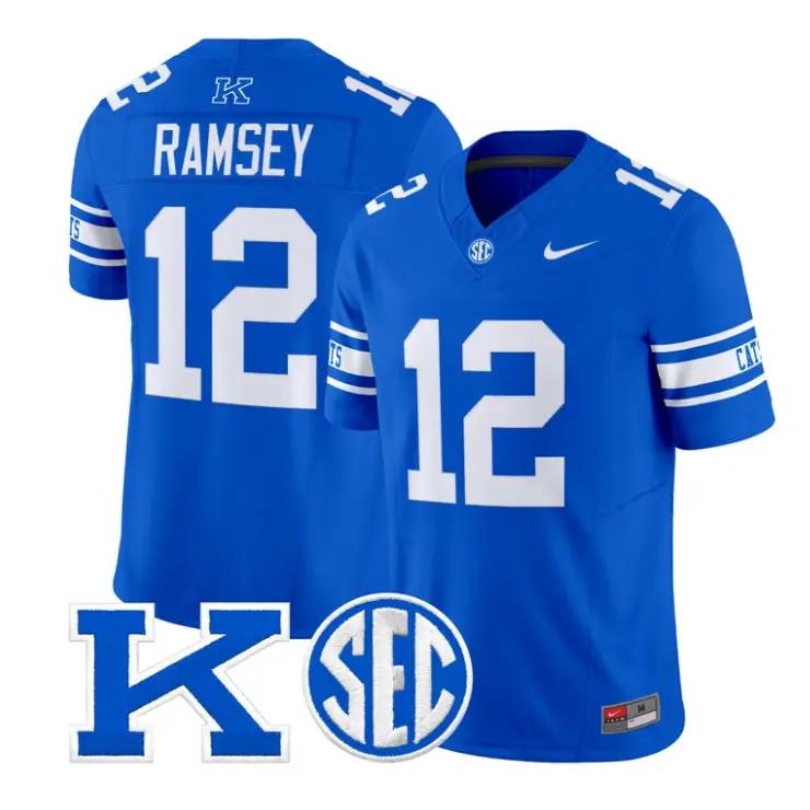Derrick Ramsey Jersey #12 Kentucky Wildcats Power K Patch Vapor Limited Stitched - Top Design Fan Derrick Ramsey Jersey #12 Kentucky Wildcats Power K Patch Vapor Limited Stitched