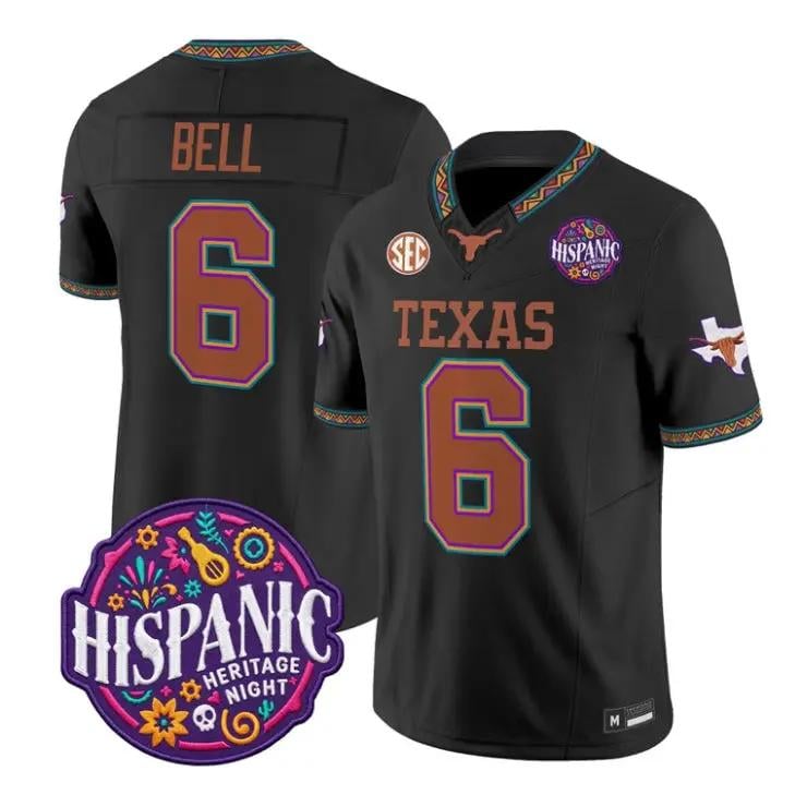 Dia Bell Jersey #6 Texas Longhorns 2026 Latino Heritage Month Stitched by My Store NCAA Football Jerseys
