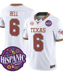 Dia Bell Jersey #6 Texas Longhorns 2026 Latino Heritage Month Stitched by My Store NCAA Football Jerseys